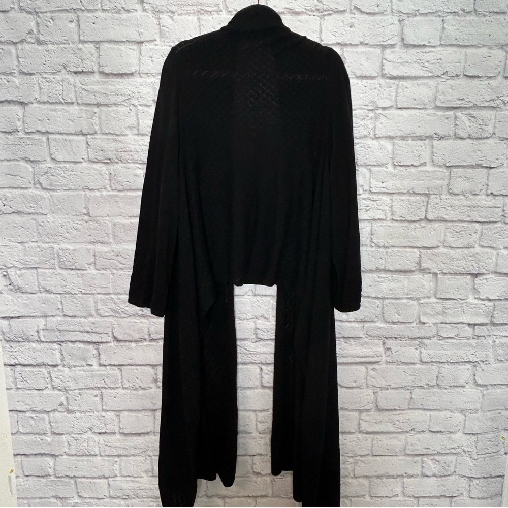 Oscar Oscar De La Renta Black Open Knit Cashmere Wool High Low Cardigan - Picture 8 of 16